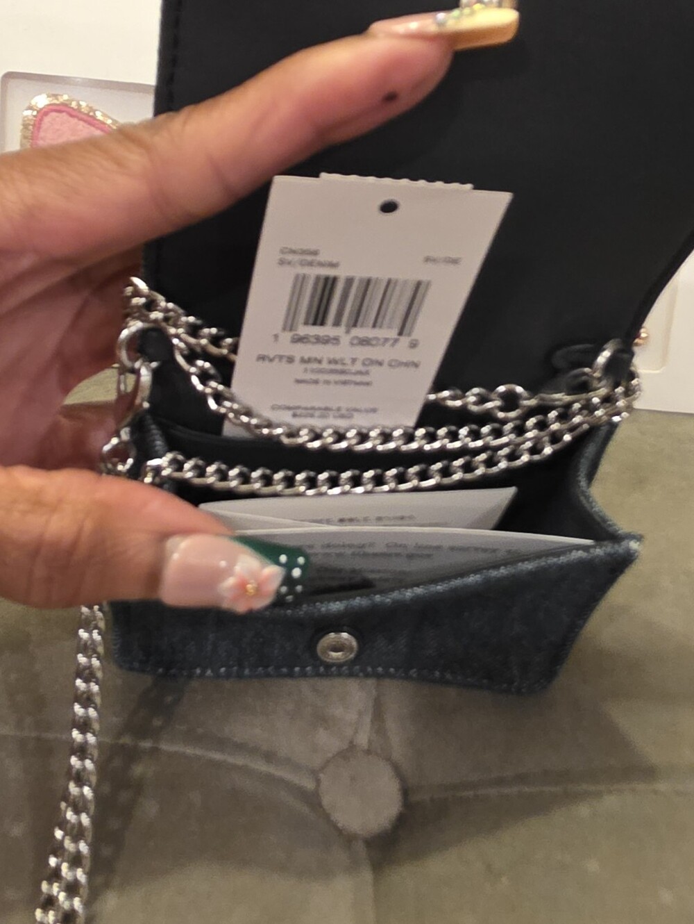Coach Dark Blue Denim Studded Crossbody Wallet - Picture 6 of 6